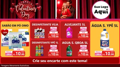 Modelo de TV para TV Horizontal com o tema Valentine's Day para Produtos de Limpeza