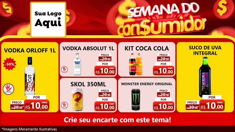 Modelo de TV para TV Horizontal com o tema Semana do Consumidor para Distribuidora de bebidas