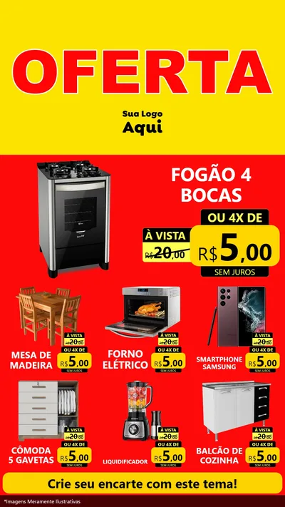 Modelo de Rede Social para Stories com o tema OFERTA - Vermelho Cartaz para Móveis e Eletro