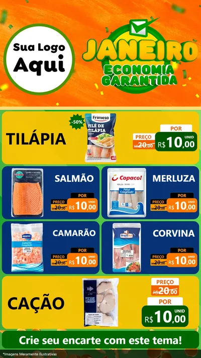 Modelo de TV para TV Vertical com o tema Janeiro - Economia Garantida para Peixaria