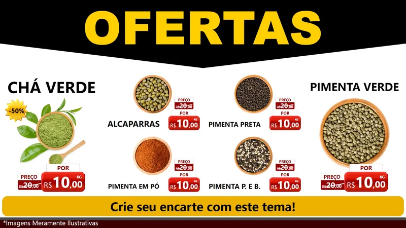 Modelo de TV para TV Horizontal com o tema Ofertas Preto e Vermelho Cartaz para Produtos Naturais