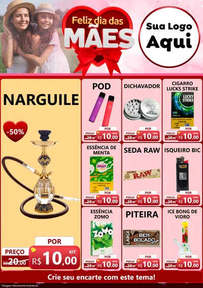 Modelo de Encarte para Encarte A4 Vertical com o tema Feliz Dia Das Mães para Tabacaria