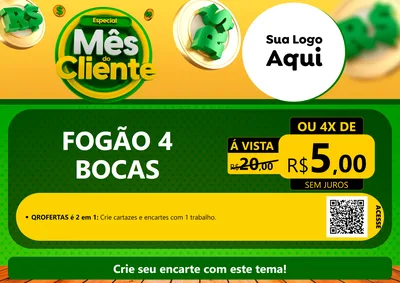 Modelo de Cartaz para Cartaz A4 Horizontal com o tema Especial Mês do Cliente para Móveis e Eletro
