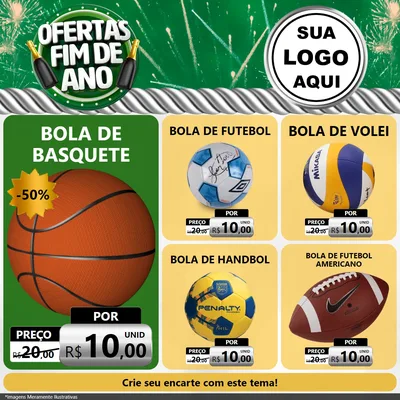 Modelo de Rede Social para Feed Facebook com o tema Ofertas Fim de Ano para Artigos Esportivos