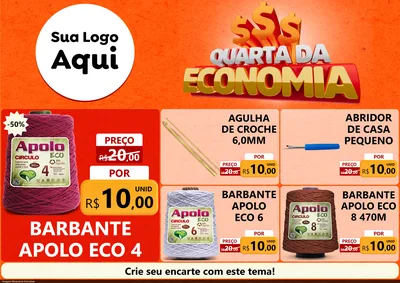 Modelo de Encarte para Encarte A4 Horizontal com o tema Quarta da Economia para Armarinho e Aviamentos