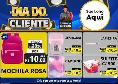 Modelo de Encarte para Encarte A4 Horizontal com o tema Dia Do Cliente para Papelaria