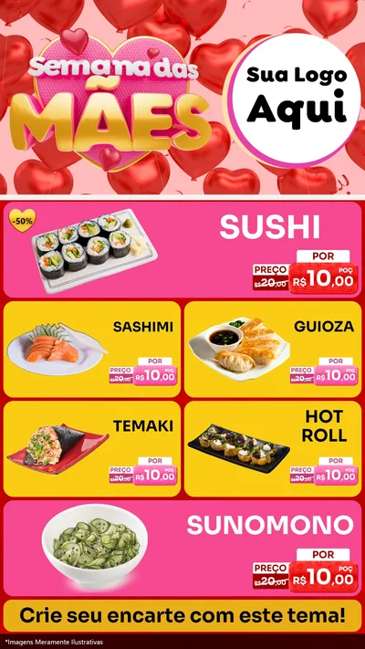 Modelo de TV para TV Vertical com o tema Semana Das Mães para Comida japonesa
