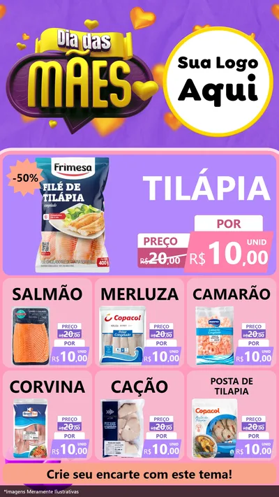 Modelo de Rede Social para Stories com o tema Dia das Mães para Peixaria