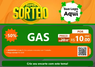 Modelo de Cartaz para Cartaz A4 Horizontal com o tema Super Sorteio para Água e gás