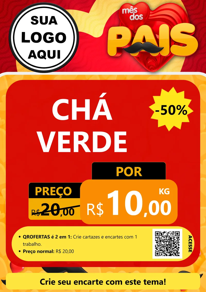 Modelo de Cartaz para Cartaz A4 Vertical com o tema Mês Dos Pais para Produtos Naturais