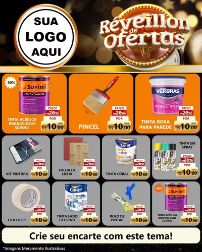 Modelo de Rede Social para Feed Instagram com o tema Réveillon de Ofertas para Tintas e Ferramentas