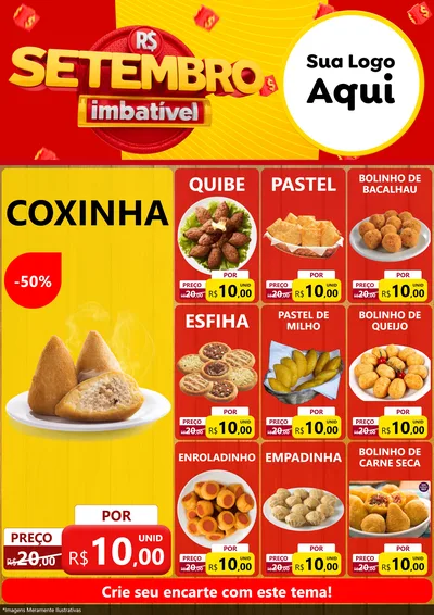 Modelo de Encarte para Encarte A4 Vertical com o tema Setembro Imbatível para Salgadaria