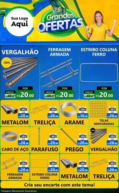 Modelo de Encarte para Encarte Grande com o tema Grandes Ofertas para Ferragens