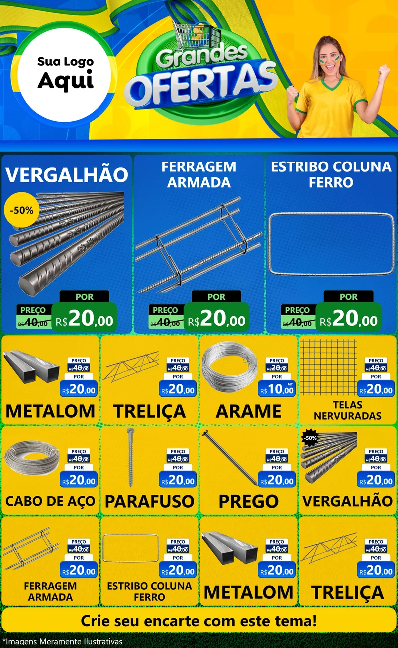 Modelo de Encarte para Encarte Grande com o tema Grandes Ofertas para Ferragens
