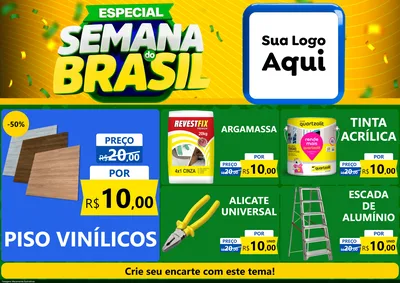 Modelo de Encarte para Encarte A4 Horizontal com o tema Especial Semana do Brasil para Material para Construção