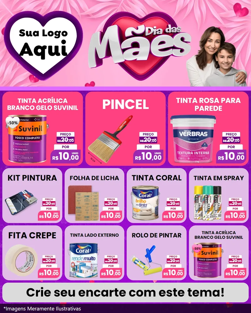 Modelo de Rede Social para Feed Instagram com o tema Dia das Mães para Tintas e Ferramentas