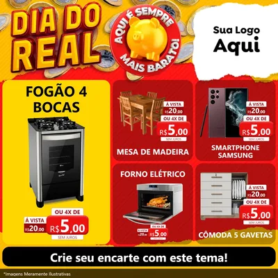 Modelo de Rede Social para Feed Facebook com o tema Dia Do Real para Móveis e Eletro
