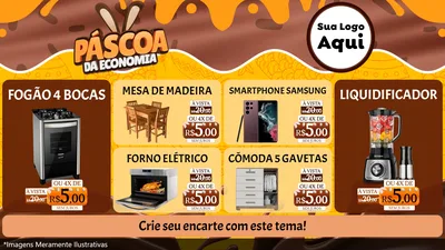 Modelo de TV para TV Horizontal com o tema Páscoa da Economia para Móveis e Eletro