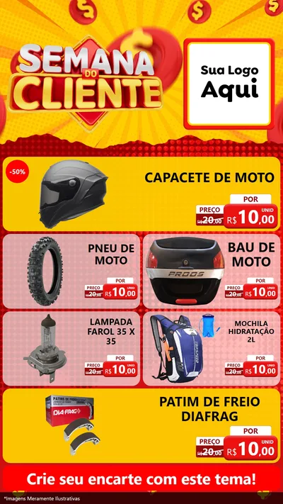 Modelo de TV para TV Vertical com o tema Semana do Cliente para Moto peças