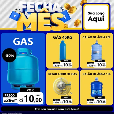 Modelo de Rede Social para Feed Facebook com o tema Fecha Mês para Água e gás