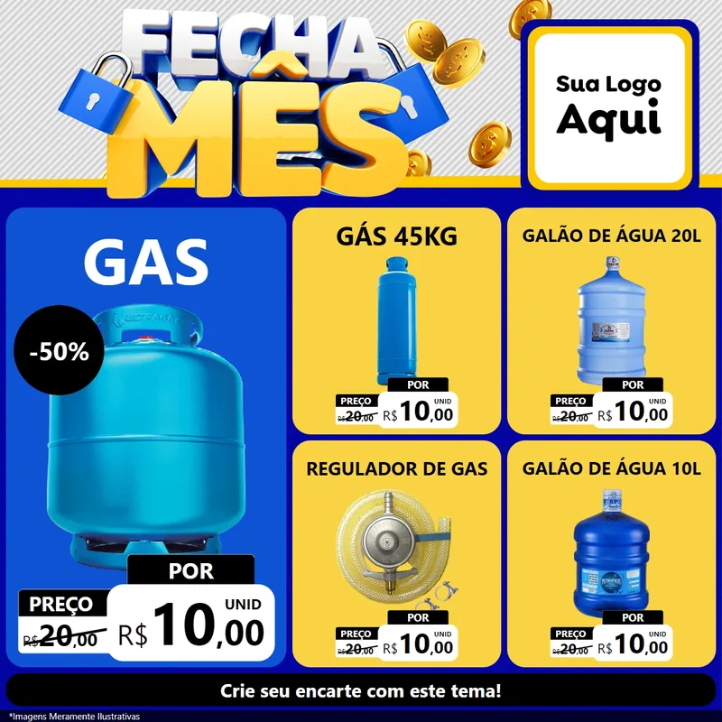 Modelo de Rede Social para Feed Facebook com o tema Fecha Mês para Água e gás