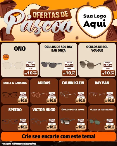 Modelo de Rede Social para Feed Instagram com o tema Ofertas de Páscoa para Óticas