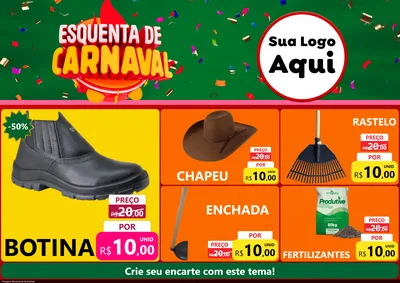 Modelo de Encarte para Encarte A4 Horizontal com o tema Esquenta de Carnaval para Agropecuária