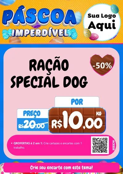 Modelo de Cartaz para Cartaz A4 Vertical com o tema Páscoa Imperdível para Pet Shop
