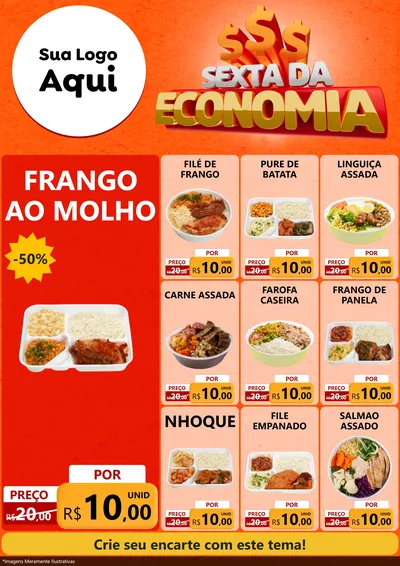 Modelo de Encarte para Encarte A4 Vertical com o tema Sexta da Economia para Restaurante