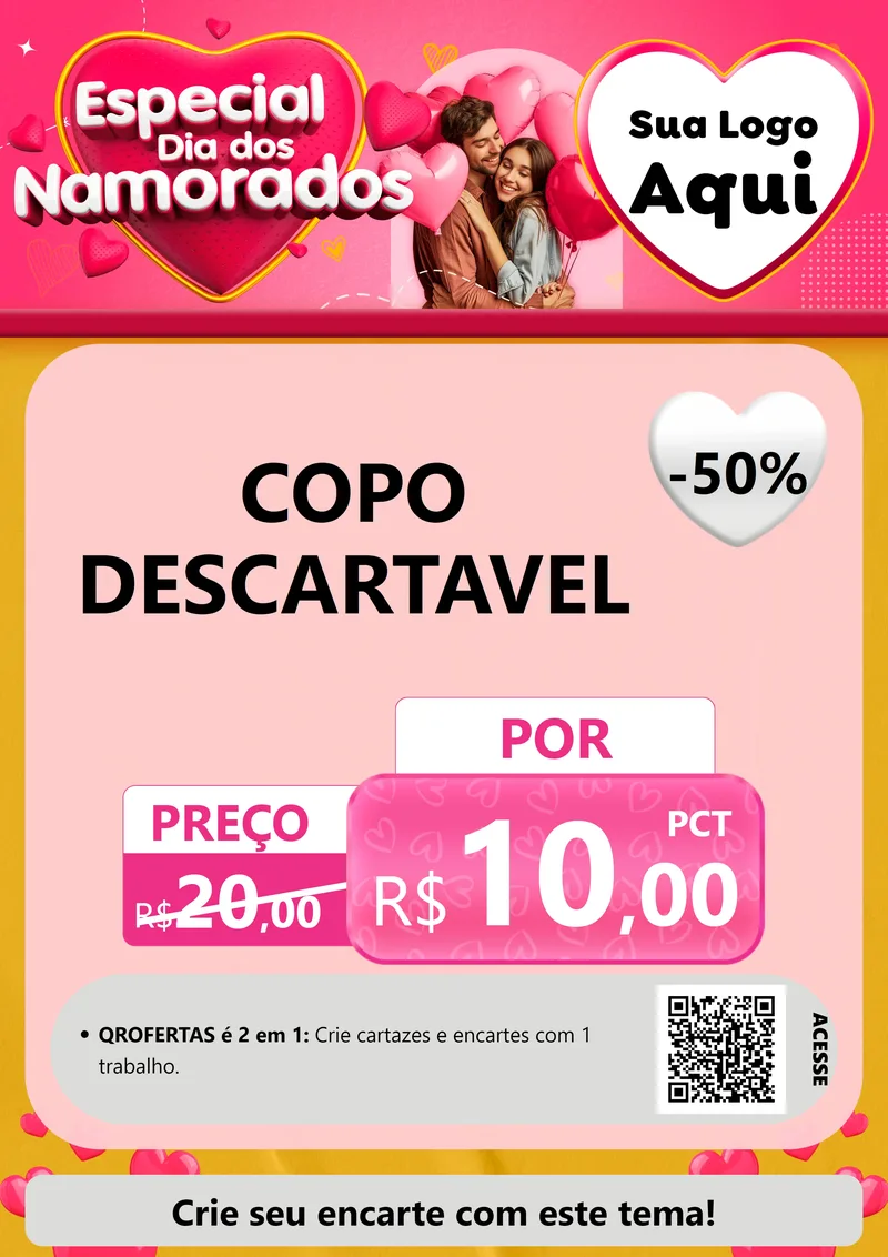 Modelo de Cartaz para Cartaz A4 Vertical com o tema Especial Dia dos Namorados para Embalagens