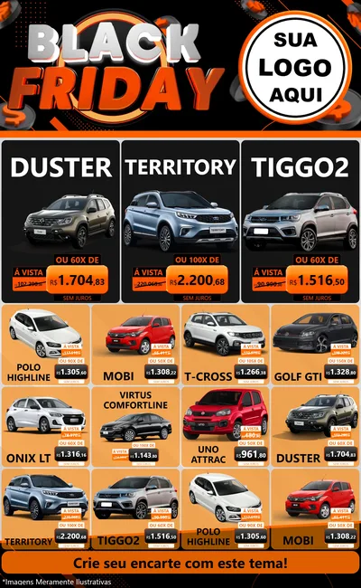 Modelo de Encarte para Encarte Grande com o tema Black Friday para Concessionaria de Carros