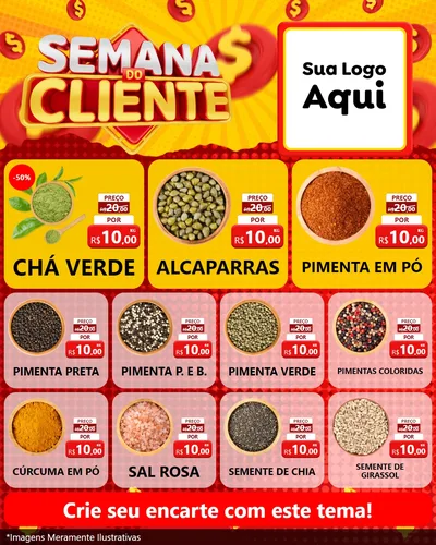 Modelo de Rede Social para Feed Instagram com o tema Semana do Cliente para Produtos Naturais