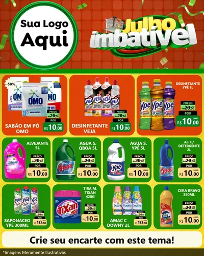 Modelo de Rede Social para Feed Instagram com o tema Julho Imbatível para Produtos de Limpeza