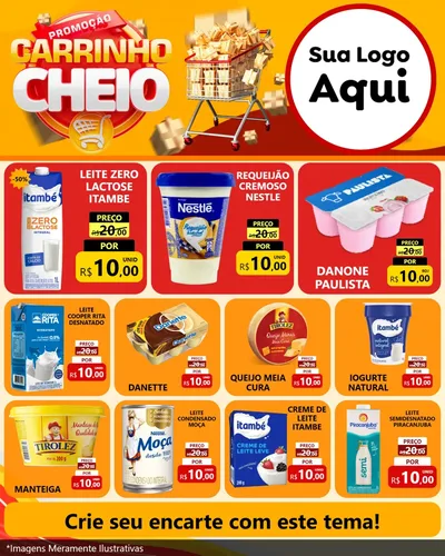 Modelo de Rede Social para Feed Instagram com o tema Promoção carrinho cheio para Frios e Laticínios