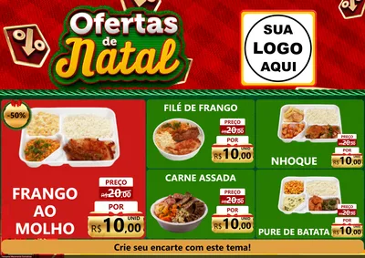 Modelo de Encarte para Encarte A4 Horizontal com o tema Ofertas de Natal para Restaurante