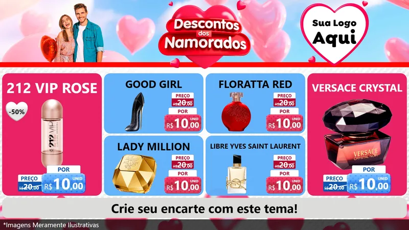 Modelo de TV para TV Horizontal com o tema Descontos dos Namorados para Perfumes