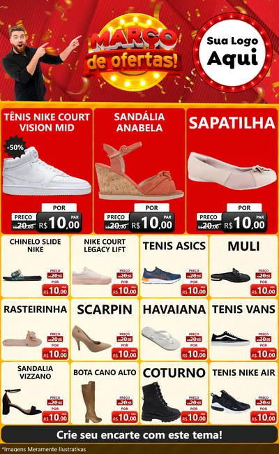Modelo de Encarte para Encarte Grande com o tema Março de Ofertas! para Calçados