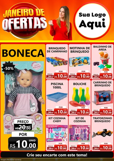 Modelo de Encarte para Encarte A4 Vertical com o tema Janeiro de Ofertas para Brinquedos