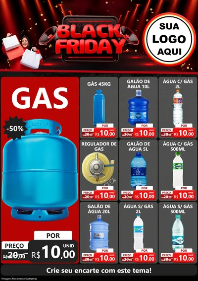 Modelo de Encarte para Encarte A4 Vertical com o tema Black Friday para Água e gás