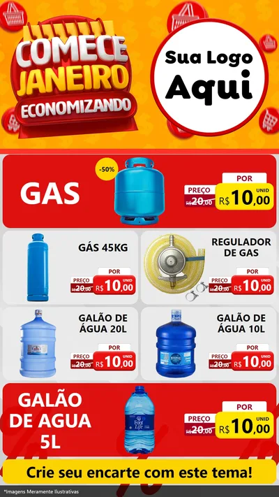 Modelo de TV para TV Vertical com o tema Comece Janeiro Economizando para Água e gás