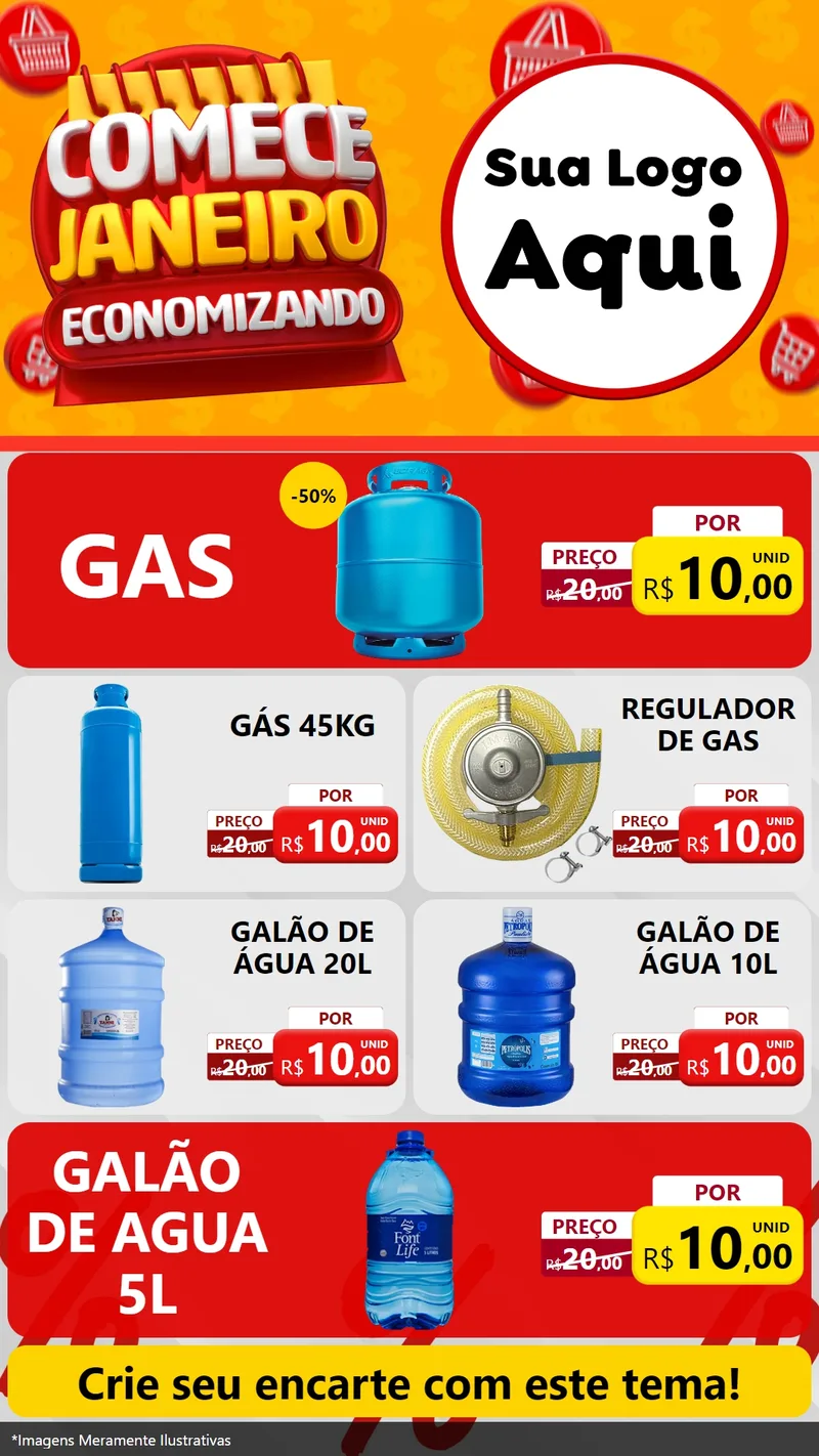Modelo de TV para TV Vertical com o tema Comece Janeiro Economizando para Água e gás