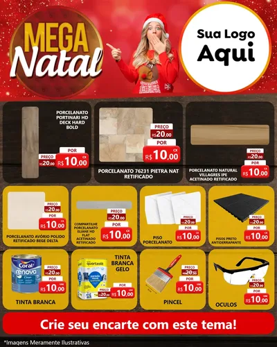 Modelo de Rede Social para Feed Instagram com o tema Mega Natal para Pisos e revestimentos