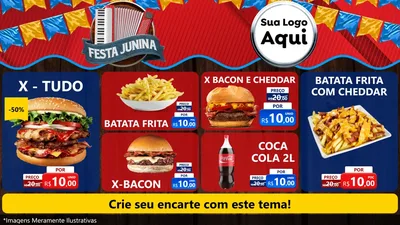 Modelo de TV para TV Horizontal com o tema Festa Junina para Hamburgueria
