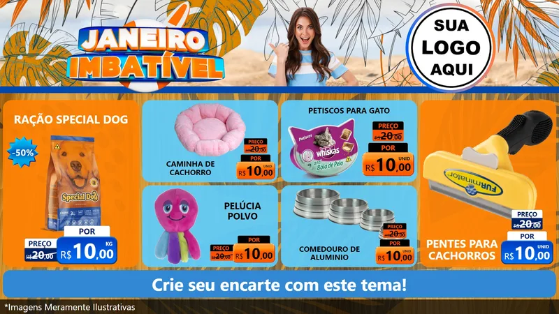 Modelo de TV para TV Horizontal com o tema Janeiro Imbatível para Pet Shop
