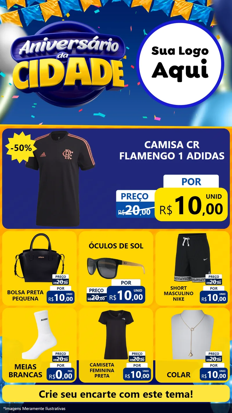 Modelo de Rede Social para Stories com o tema Aniversário da Cidade para Roupas e acessórios