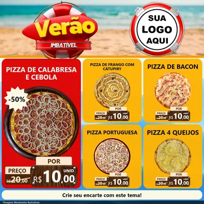 Modelo de Rede Social para Feed Facebook com o tema Verão Imbatível para Pizzaria