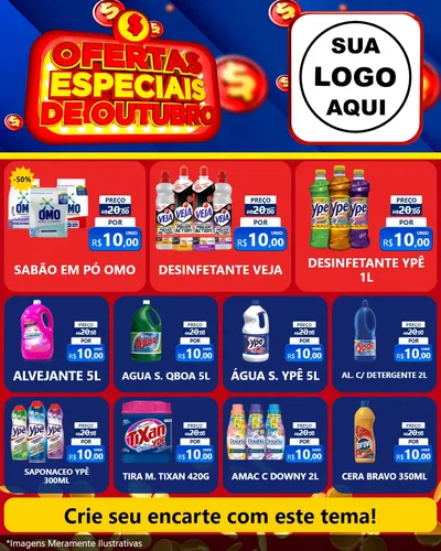 Modelo de Rede Social para Feed Instagram com o tema Ofertas Especiais de Outubro para Produtos de Limpeza