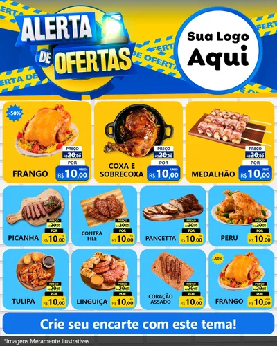 Modelo de Rede Social para Feed Instagram com o tema Alerta de Ofertas para Assados