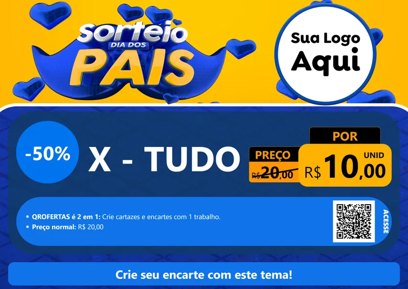 Modelo de Cartaz para Cartaz A4 Horizontal com o tema Sorteio Dia dos Pais para Hamburgueria