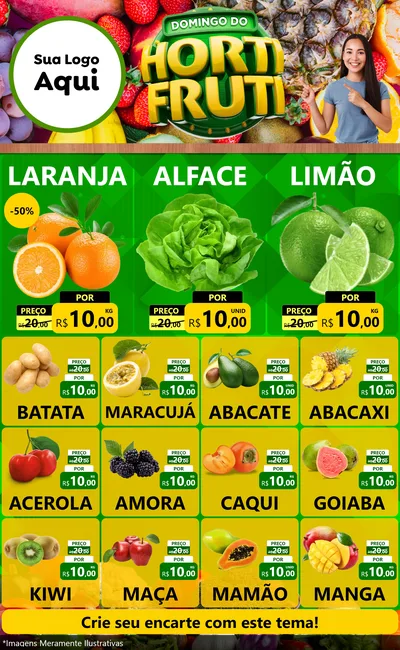 Modelo de Encarte para Encarte Grande com o tema Domingo do Hortifrúti para Hortifrúti